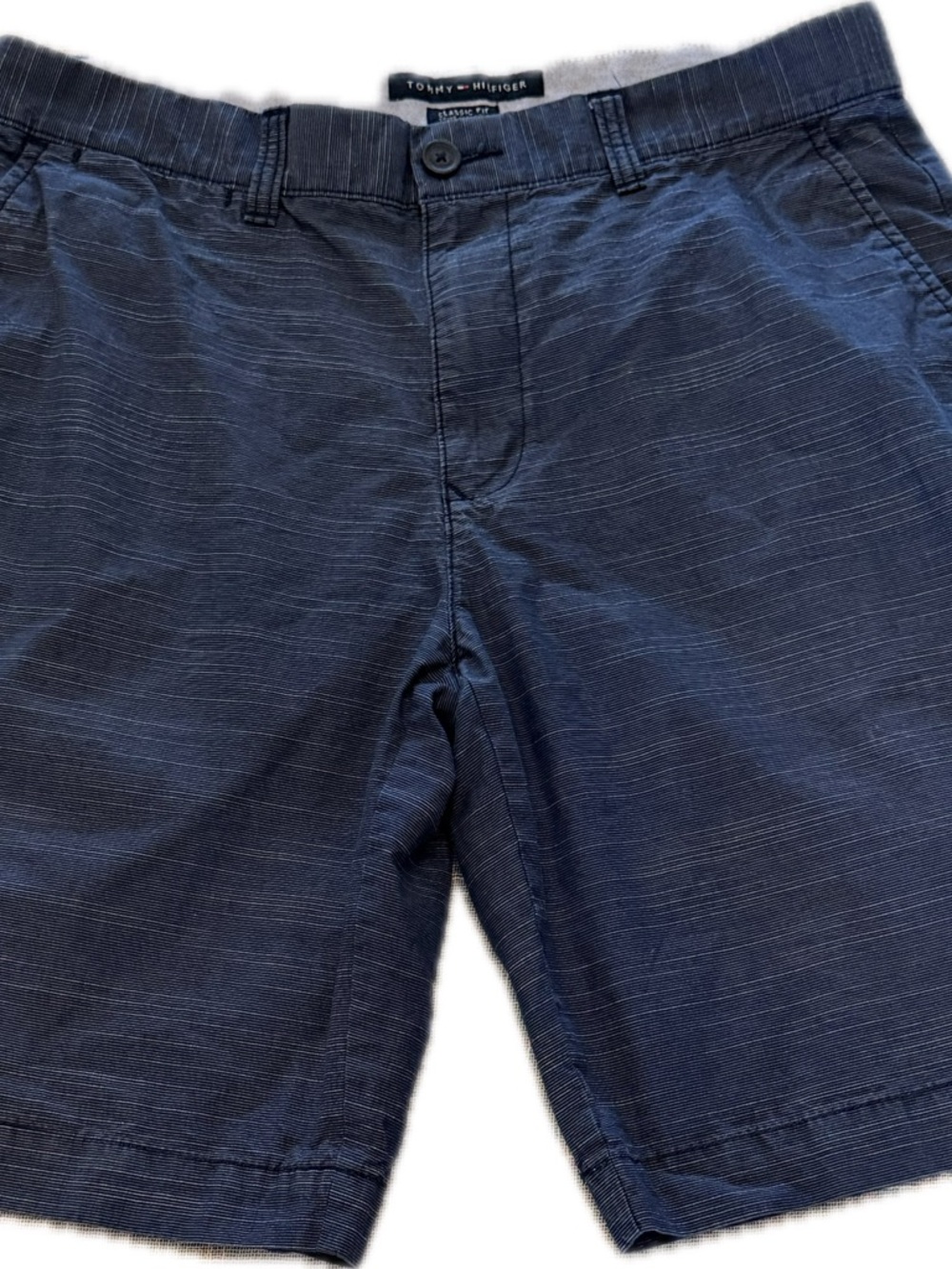 Tommy Hilfiger Classic Fit Shorts Mens 32 Navy Blue Cotton Chino Flat